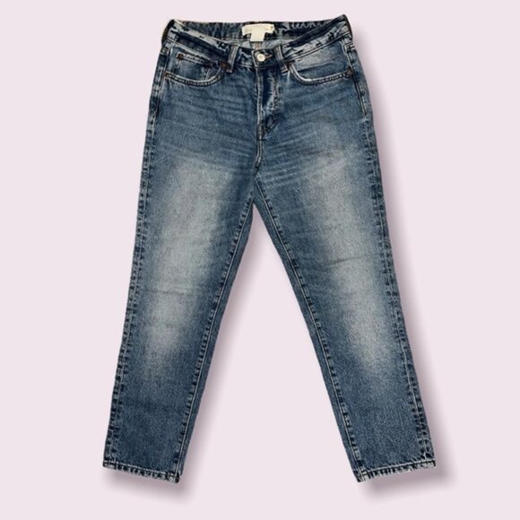 L.O.G.G. Mom Jeans High Rise Medium Wash Blue Straight Leg Denim Womens Size 6 - Picture 1 of 10